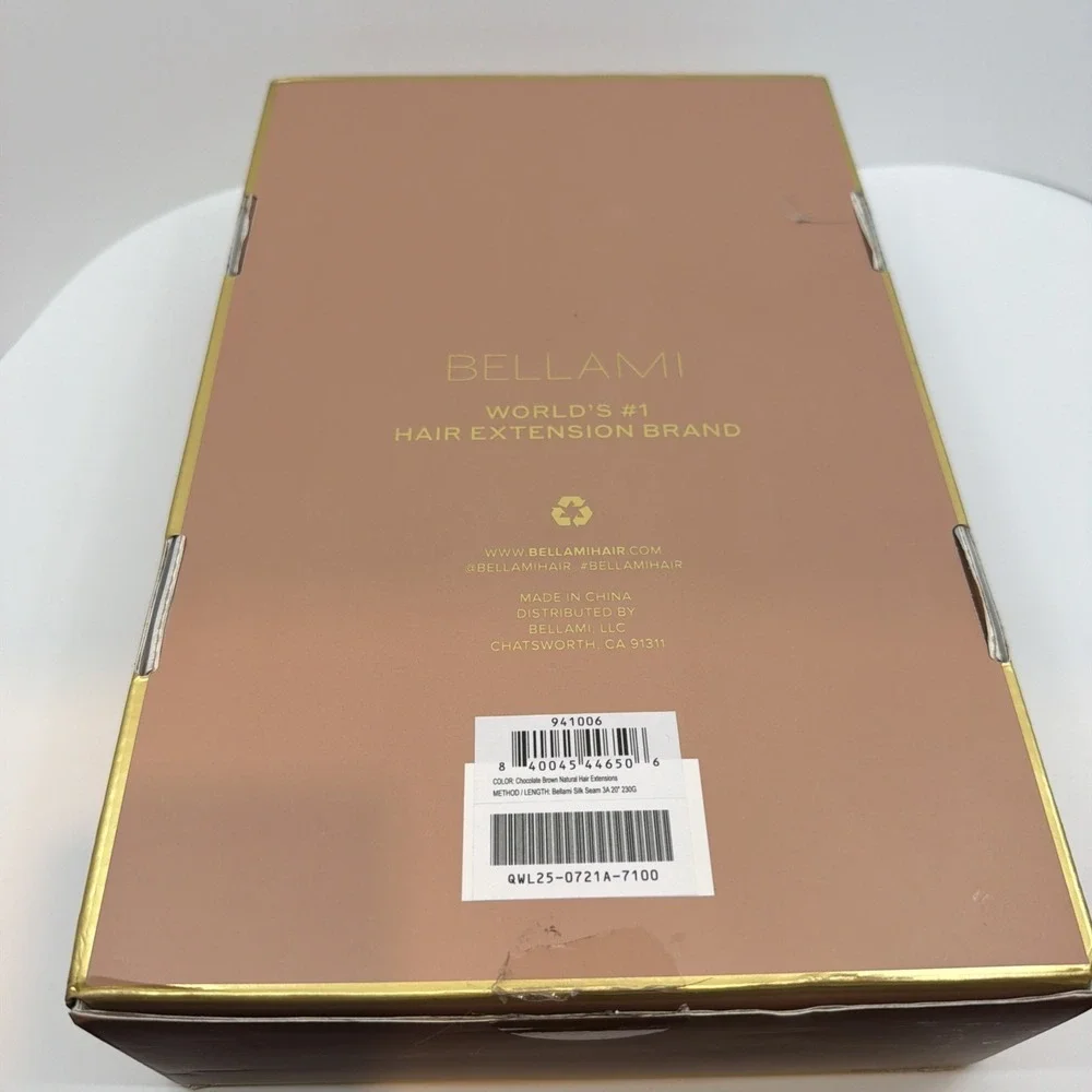 BELLAMI Silk Seam Textured Clip Ins Chocolate Brown #4 3A Curl Pattern 20